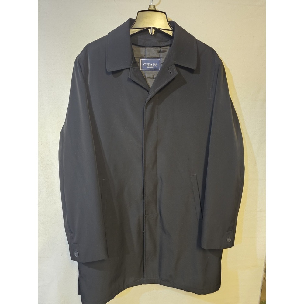Chaps Men's Fully Lines Black Overcoat 44Rx40L Removable Lining
